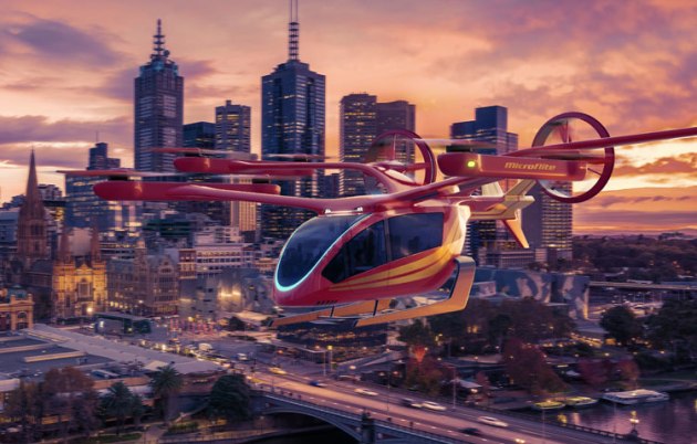 Microflite has ordered 40 Eve eVTOLs, which it plans to have in service over Melbourne by 2026. (Embraer)