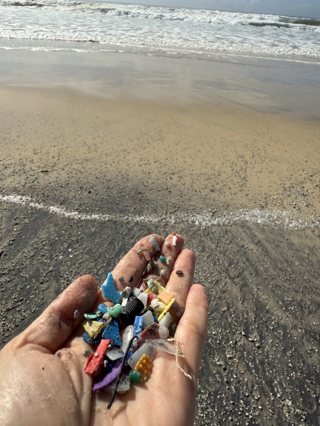 Microplastics on Sunshine Beach, Qld, April 2025. (Image: Lindy Hughson)