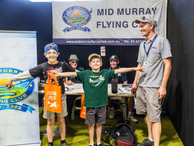 Mid-Murray Flying club did their best to inspire young would-be aviators. (Kathy Mexted)