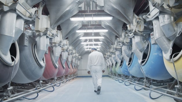 Mixing M&Ms in the Ballarat factory.