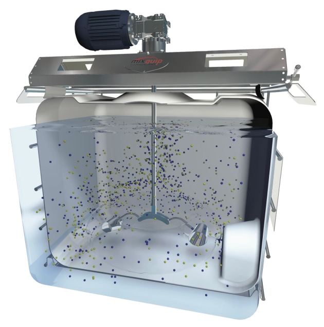 The Mixquip Series 200 Tote Mixer, equipped with the Toro-Jet Impeller, is capable of mixing highly viscous liquids.