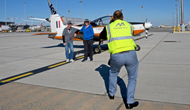 Melbourne Airport's official photographer Victor Pody at work. (Steve Hitchen)