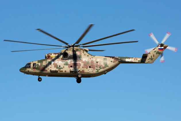 Mil Mi26 Hind in flight, one of the world's largest heavy-lift helicopters. (Phil Hosking)