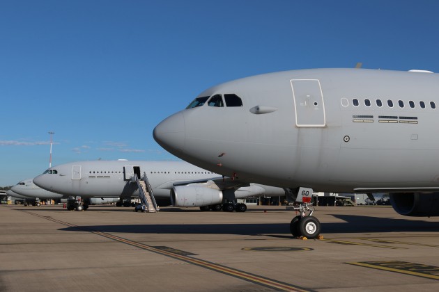 A Royal Air Force Multi-national Multi-role Tanker Transport Unit and a Spanish Air Force Multi Role Tanker Transport at RAAF Amberley.

Credit: Nigel Pittaway