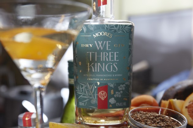 Central Coast based distillery, Distillery Botanica, has stumbled into the festive spirit early, with the launch of its We Three Kings gin, distilled with the flavours of Christmas pudding and featuring aromatic frankincense and myrrh, and edible gold flakes.
Source: Distillery Botanica