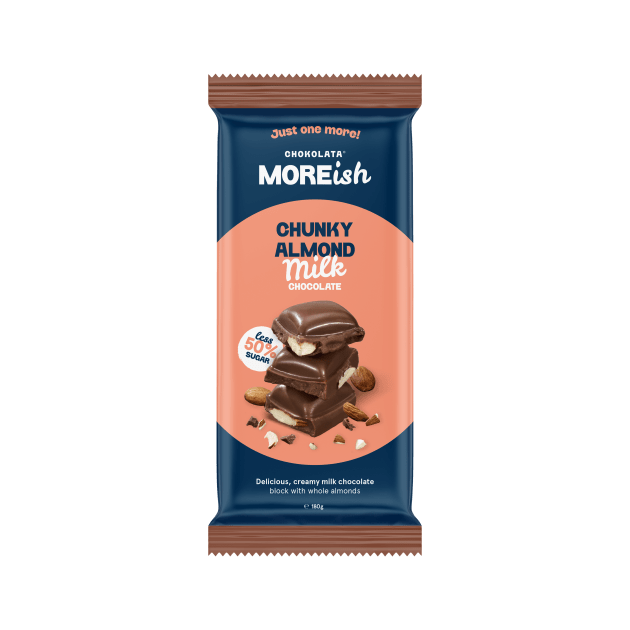 New chocolate brand Moreish by Chokolata has 50 per cent less sugar than a standard block of chocolate.