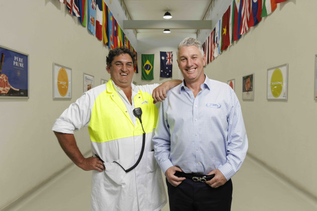 JBS Australia Dinmore plant manager Murray Wilson and CEO Brent Eastwood.