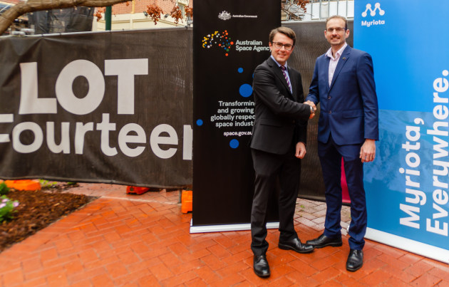 Myriota CEO Alex Grant with ASA Deputy Head Anthony Murfett.
Credit: ASA