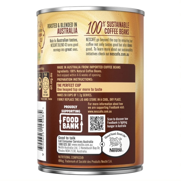 Nescaf&eacute; Blend 43 has committed to delivering 220,000 custom tins of coffee &ndash; around 12.5 million cups! &ndash; to Foodback for people in need.