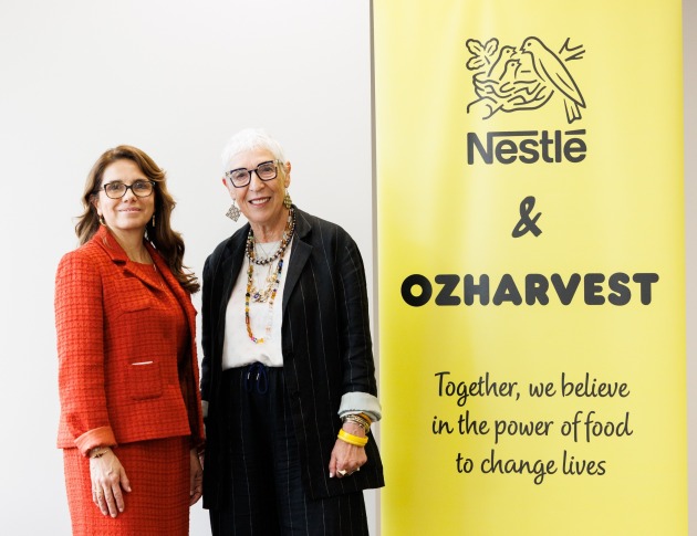 Nestl&eacute; Australia has partnered with OzHarvest to provide 400,000 meals to struggling Australians over the next 12 months. Pictured is Nestl&eacute; Australia CEO, Sandra Martinez, with OzHarvest founder, Ronni Kahn.
Source: Nestl&eacute; Australia