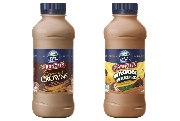 Arnott's and Dairy Farmers have collaborated on two more limited-edition flavoured milks. (Image: Dairy Farmers)