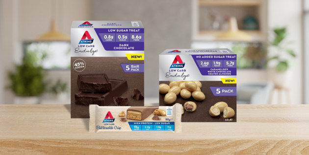 Atkins has introduced three new products to its range of "smart-choice" snacks and treats for the cooler months - Caramelised White Chocolate Almonds, a Dark Chocolate Bar, and a Butterscotch Crisp Bar.
Source: Atkins