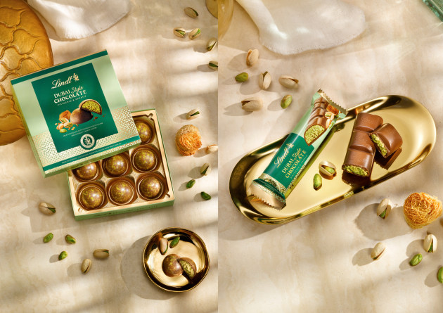 Lindt & Spr&uuml;ngli has expanded its Dubai Style Chocolate range, adding praline gift boxes and individual bar options to the selection, which kicked off with the successful Dubai Style Chocolate block launch in May.
Source: Lindt & Spr&uuml;ngli
