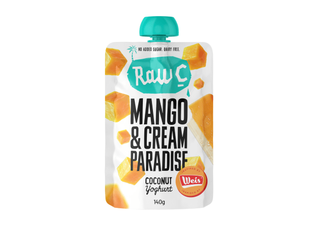Brand engagement agency, Asembl, has arranged a new collaboration between Raw C and Streets&rsquo; freezer favourite Weis Mango &ndash; with the launch of Raw C Mango & Cream Paradise Coconut Yoghurt Inspired by Weis.
Source: Asembl