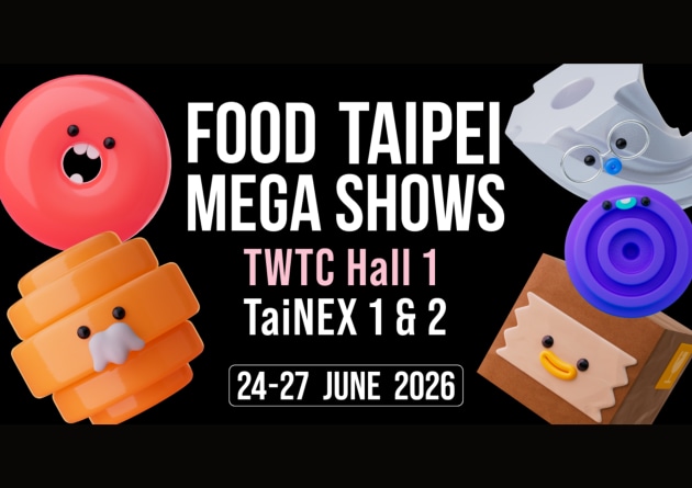 Food Taipei Mega Shows 2026 opens 24-27 June, bringing together five major exhibitions under one roof &ndash; Food Taipei, Foodtech Taipei, Bio/Pharmatech Taiwan, Taipei Pack, and Taiwan Horeca. 
Source: TAITRA