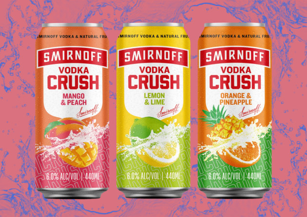 Diageo has just launched Smirnoff Crush, its latest vodka based ready-to-drink (RTD) innovation. The drink comes in three flavours and a larger format 440ml can.
Source: Diageo