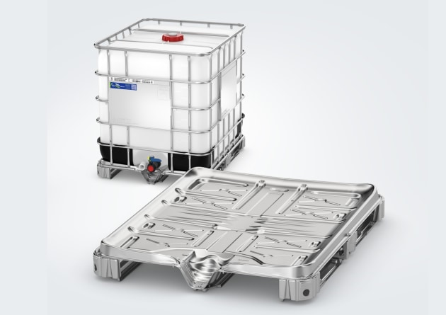 Global packaging solution company, Sch&uuml;tz, has launched its new intermediate bulk container (IBC) steel pallet &ndash; featuring an extra skid for optimum weight distribution.
Source: Sch&uuml;tz