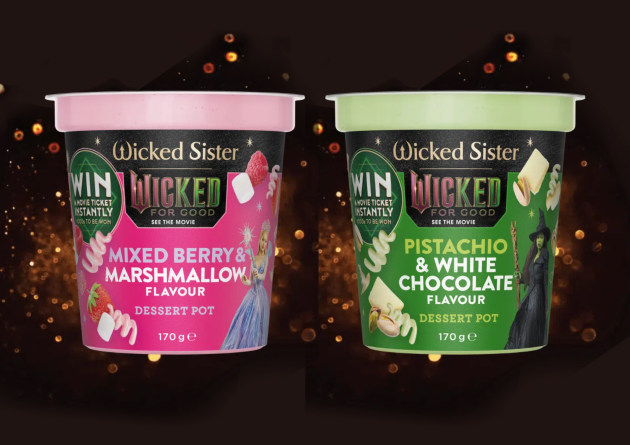 Chilled dessert brand, Wicked Sister, has released a collaboration with Universal Products & Experiences on two limited-edition dessert pots inspired by Wicked: For Good, heading into cinemas on 20 November.
Source: Wicked Sister