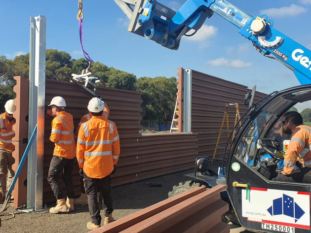 Each wall panel is produced from 75 per cent recycled materials, including soft plastics and hard to recycle post-consumer low- and high-density polyethylene.