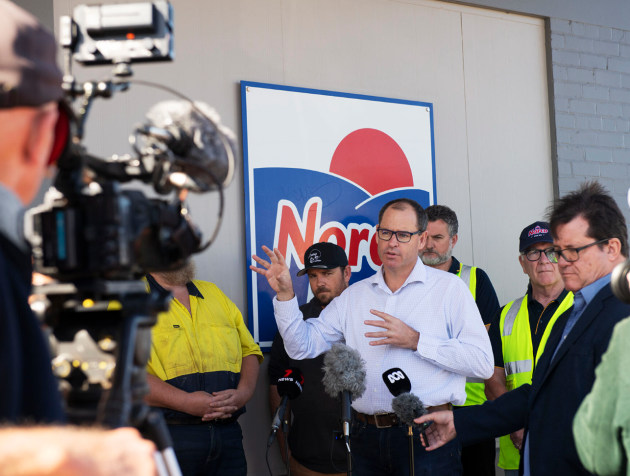Norco CEO Michael Hampson in July 2022, announcing interim federal government funding to fund a further 10 weeks of employment for staff at the Norco Lismore ice cream factory. 
(Image source: Norco LinkedIn page)