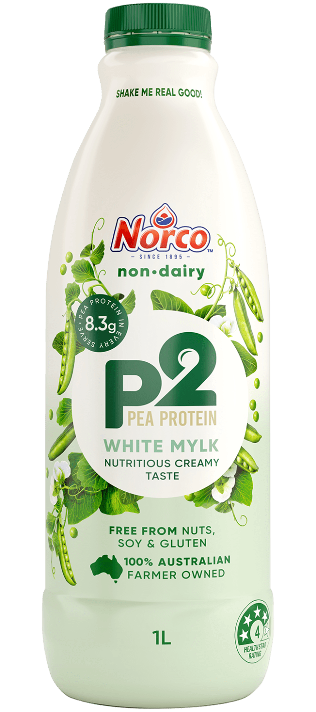 Norco&rsquo;s P2 Pea Protein Mylk is a plant-based milk alternative with the same protein, calcium, and creaminess as full cream dairy milk.