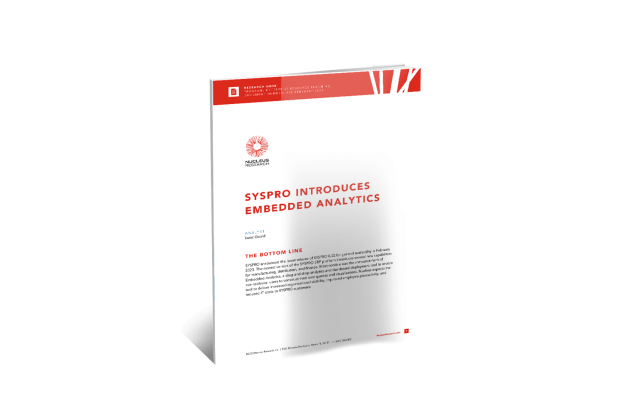 SYSPRO, a global provider of industry-built ERP software, has been recognised for its significant new Embedded Analytics capability in a Nucleus Research report.