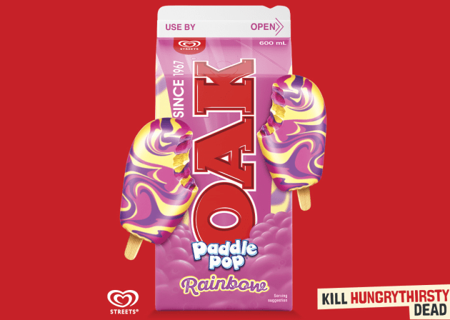 OAK has launched a colourful take on the much-loved Aussie ice cream, Rainbow Paddle Pop.