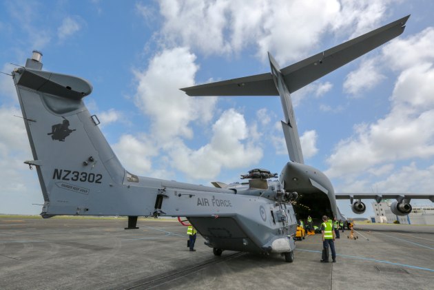 RAAF and RNZAF personnel load a RNZAF NH-90 Helicopter on to a RAAF C-17A Globemaster III en-route from RNZAF Base Ohakea to RAAF Base Richmond.
Defence