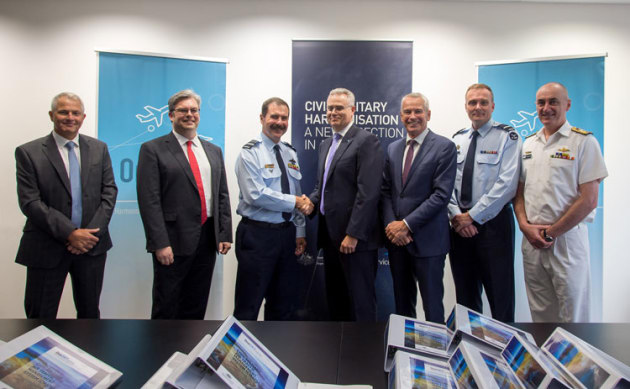 The official party after signing the OneSKY contracts. (Airservices Australia)