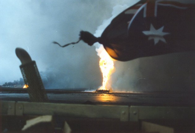 A file photo of the aftermath of an explosive ordnance disposal mission during the Gulf War in 1991.
Defence/unknown photographer