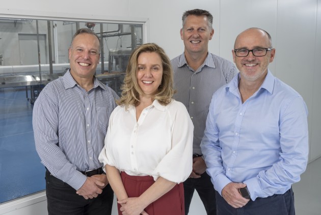 Just over 18-months since Andrew Loader and Gavin Evans launched Openway Food Co., the health foods company has opened a $10 million factory to bring manufacturing onshore. L-R: Tal and Kate Weiss, Gavin Evans, Andrew Loader.