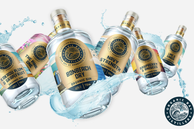 Peacock Bros supports Organic Bay Distillery rebrand with new labels