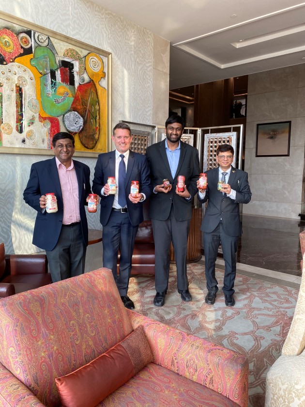 The Leggo&rsquo;s brand of Italian sauces, pestos and pastes are now a common sight on supermarket shelves across Asia. In 2020, Austrade advisers suggested a new direction &ndash; India. (Image source: Austrade) 

Left to Right: 
Rajesh Poddar, Managing Director R R Universal Pvt Ltd, Stuart Rees, Austrade Senior Trade and Investment Commissioner South Asia,  Rishabh Poddar, Director and Bhavin Kadakia Austrade India&rsquo;s Business Development Manager, Mumbai. (R R Universal Pvt Ltd is the importer of Leggo&rsquo;s in India  - Father and Son Rajesh & Rishabh Poddar.)