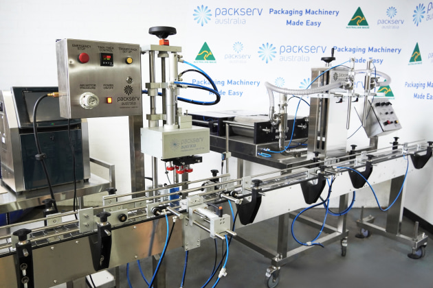 Packserv supplied a complete end-to-end line including filler, capper, labeller and conveyor.