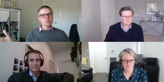 Clockwise from left: David Owen of Deloitte speaks to Mark Dingley of Matthews, Rosanne Jessop of Pilz, and Jamie Rossato of Lion.