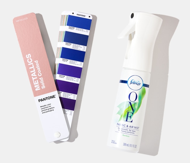 Febreze One used metallic ink instead of foil for workmarks.