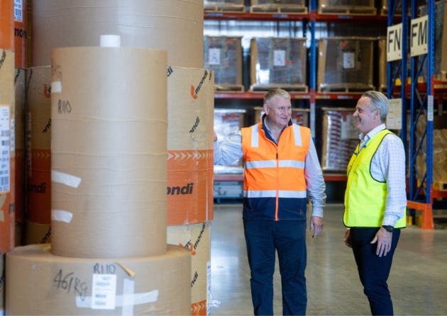 Matt Sullivan, GM, Paper Sacks and Craig Elkington, CEO & Chairman, Pope Packaging, in the newly expanded facility.