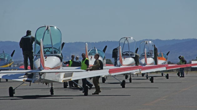 CT4s being readied for the mass flypast.