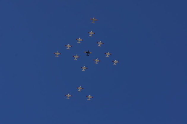 The military portion of the formation shows how precisely the parrot can be flown.