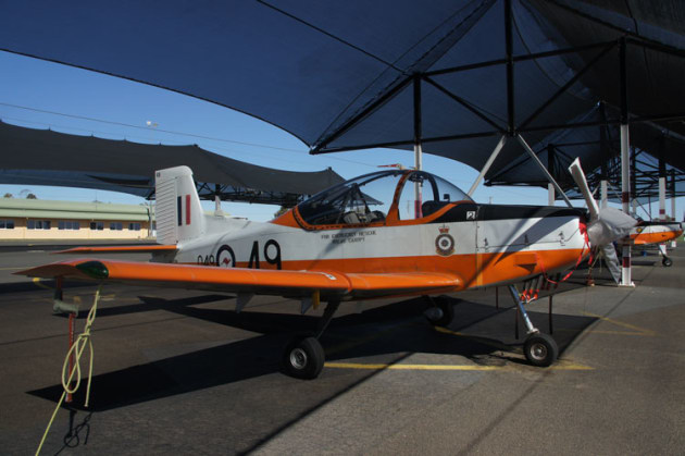 Parrot 049, better known as VH-PTM was dressed with the coat of arms of the Maintenance Squadron East Sale especially for the event.