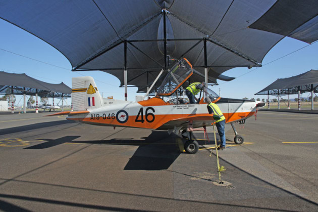 Parrot 046 bearing the symbol of the Aircraft Research and Development unit (ARDU) of the RAAF.