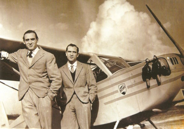 The Pascale brothers Luigi and Giovanni with the P.48 Astore in 1950. (Tecnam)