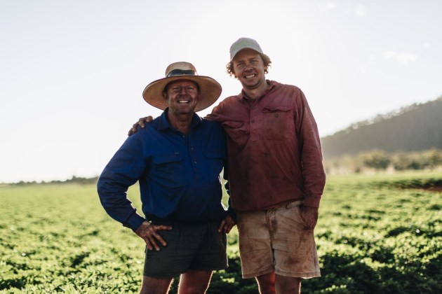 Fourth and fifth generation peanut farmers, Darrin and Ben Rackemann.