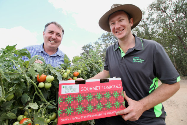 Paul Walters, Northern Agriservices Regional branch manager, with Josh Crow, United Wholesalers and Growers Farm Manager.