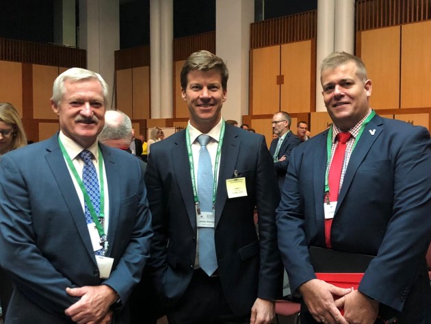 Among the leaders attending this landmark event was WPO president Pierre Pienaar (left) pictured here with James Dorsey, CEO TOMRA/Cleanaway JV and Joshua Holmes of Vanden Recycling. (Image: Nerida Kelton)