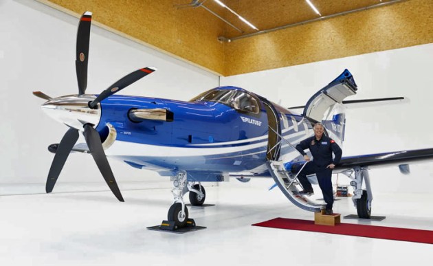 Dion Weisler with the first Pilatus PC-12 Pro to enter service. (Pilatus Aircraft)