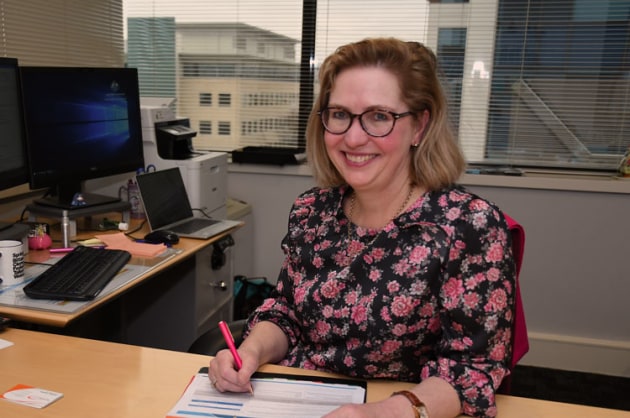 CASA Director of Aviation Safety Pip Spence at her desk in Aviation House, Canberra. (Steve Hitchen)