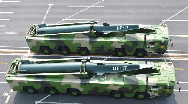 China&rsquo;s DF-17 is a truck mounted system with a missile combining a DF-ZF hypersonic glider with the booster section of a DF-16 short-range ballistic missile. (Chinese PLA)
