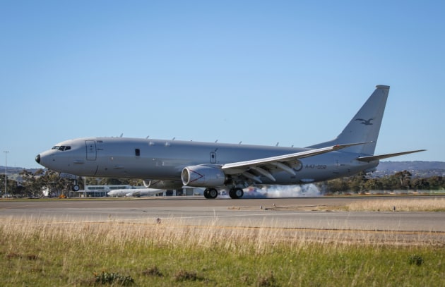 A P-8 Poseidon lands at RAAF Base Edinburgh.
Defence