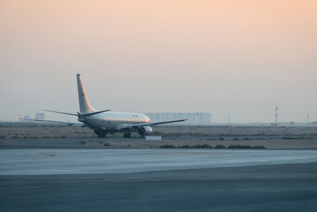 The P-8A Poseidon taxis for take-off on a mission at Australia's main operating base in the Middle East.
Defence
